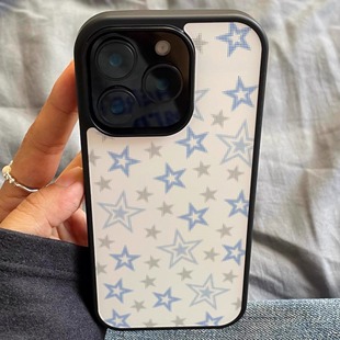 ins风水色系星星亚克力黑边磁吸适用苹果iPhone16promax手机壳1312pro小米1415Pro华为mate60p70三星S23防摔