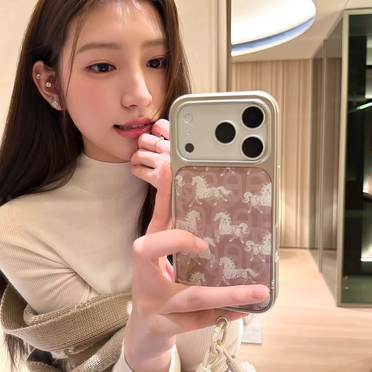 ins风新年好运白马银边滴胶手机壳适用苹果iPhone17promax高级感保护套小众16plus华为15pro14防摔小米13pro,3C数码配件,手机保护套/壳,淘宝优惠券,粉丝福利购,淘宝优惠卷