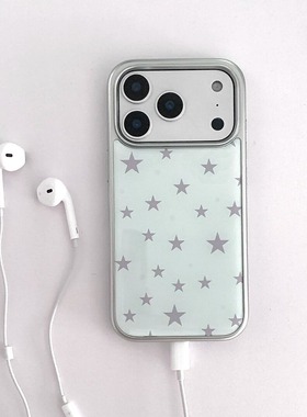 冷淡高级感灰色星星银边滴胶手机壳适用苹果iPhone17promax高级感保护套小众16plus亮面15pro14防摔简约13pro