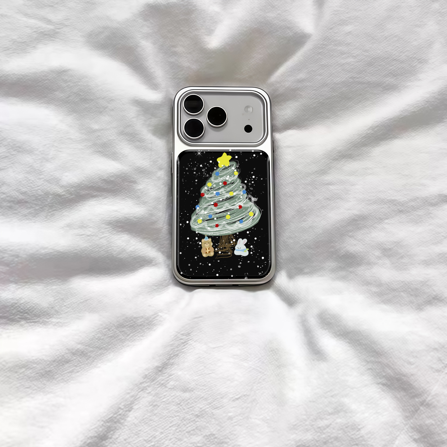 ins风治愈圣诞小动物电镀银磁吸适用苹果iPhone17promax手机壳1615pro小米1415Pro华为mate60p70三星S23防摔