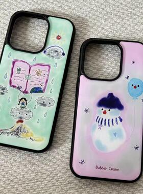 ins个性不想上学亚克力黑边适用于苹果iPhone17promax1312pro小米1415Pro华为mate60p70三星S23防摔手机壳16