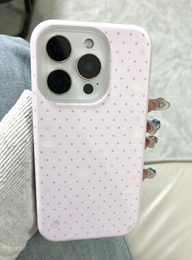 ins风粉底波点适用于iPhone16Promax13pro手机壳菲林创意13小众15plus硬软壳11高级感14苹果14pro二合一78xs