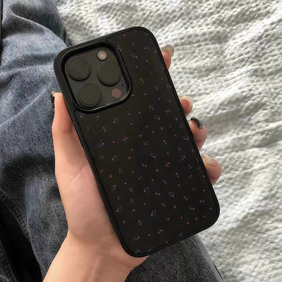 个性ins风碎花原创亚克力黑边磁吸适用苹果iPhone16promax手机壳1315pro小米14Pro华为mate60p70三星S23防摔