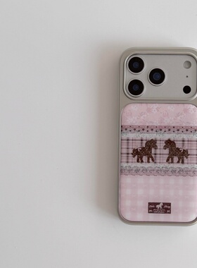 ins少女粉格纹花朵马电镀银磁吸适用苹果iPhone17promax手机壳1615pro小米1415Pro华为mate60p70三星S23防摔