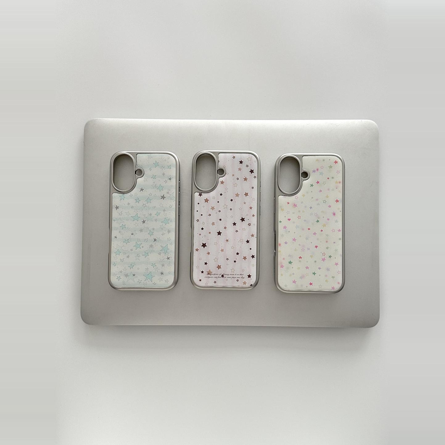 个性满屏星星简约小众电镀银边软壳适用于苹果手机壳iPhone16promax亚克力15pro/14/13/12/11新款可爱高级感