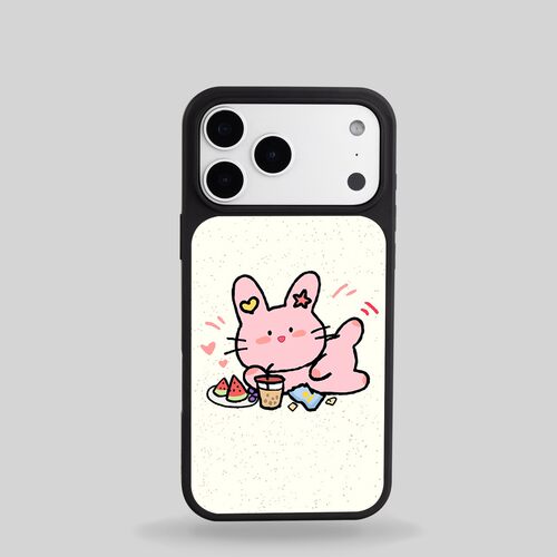 ins风可爱小兔黑边玻璃磁吸适用苹果小米iPhone17promax手机壳1613pro小米1415Pro华为mate80p90三星S25防摔