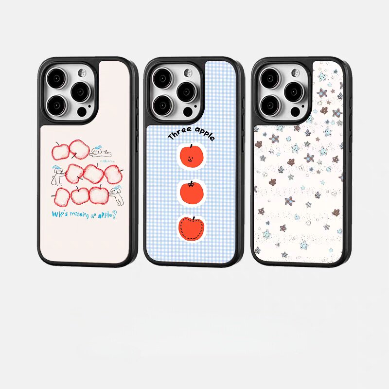 ins个性三个苹果黑边电镀银磁吸适用苹果iPhone17promax手机壳1615pro小米1415Pro华为mate60p70三星S23防摔