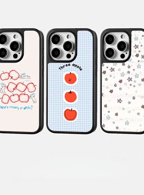 ins个性三个苹果黑边电镀银磁吸适用苹果iPhone17promax手机壳1615pro小米1415Pro华为mate60p70三星S23防摔