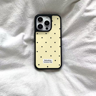 ins风清新波点黑边软壳磁吸适用苹果小米iPhone17promax手机壳1613pro小米1415Pro华为mate60p70三星S23防摔