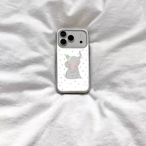 ins可爱复古波点小象电镀银磁吸适用苹果iPhone17promax手机壳1615pro小米1415Pro华为mate80p70三星S23防摔