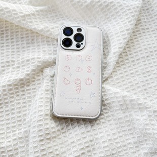 ins复古水果星星皮质适用于苹果小米iPhone17promax全包手机壳1613pro小米1415Pro华为mate60p70荣耀vivo防摔