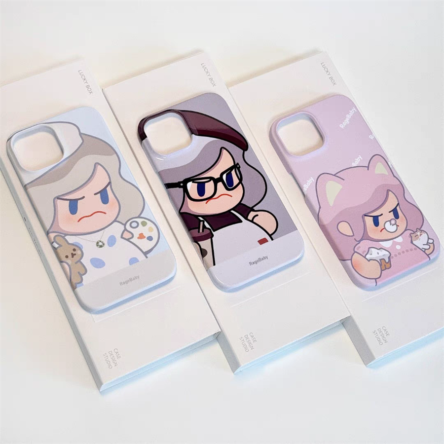 原创个性创意卡通怒宝适用于苹果手机壳新款怒宝iphone15promax菲林iphone13新款12p可爱女孩保护套78xsmax潮