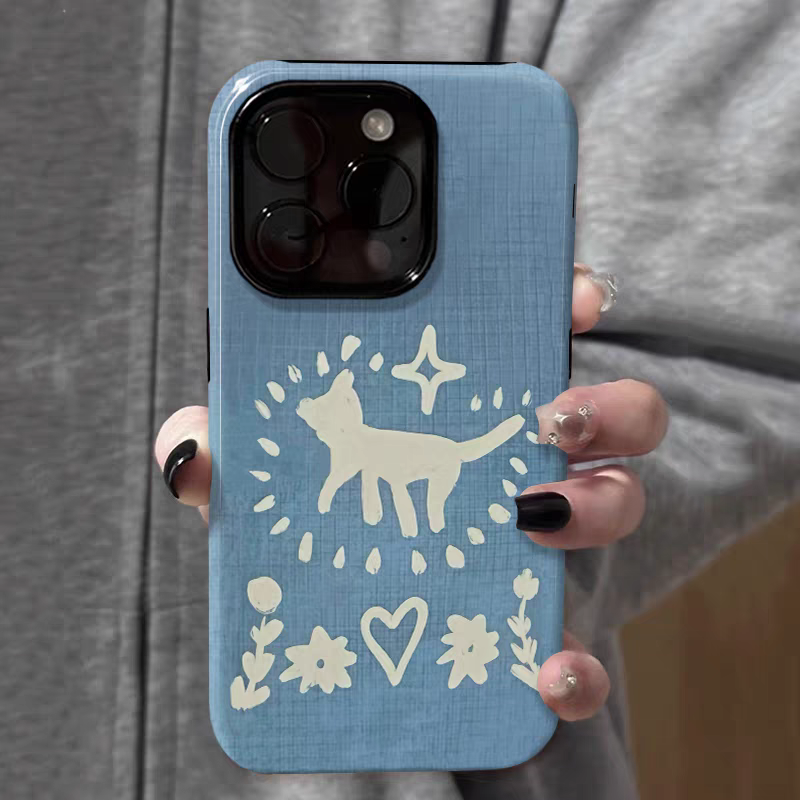 牛仔印花猫咪适用苹果16promax手机壳卡通iPhone15proiP14/13女16e12新款7个性xsmax防摔11保护套8plus菲林xr