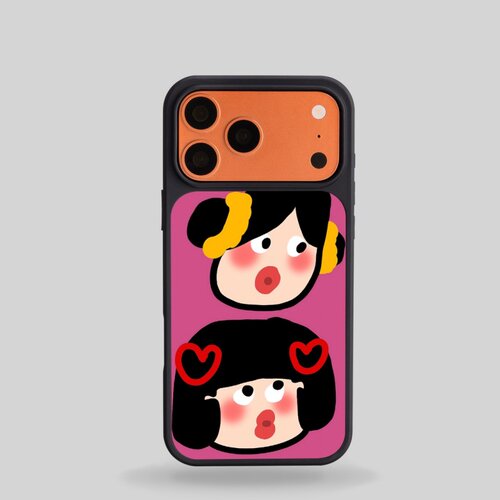 ins风抽象女孩黑边玻璃磁吸适用苹果小米iPhone18promax手机壳1716pro小米1517Pro华为mate80p90三星S25防摔