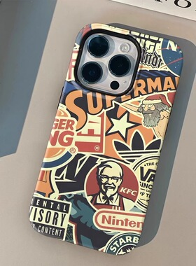 肯德基KFC欧美潮牌苹果手机壳iphone15promaxs适用13不会撞壳菲林全包ins风xr14秋冬小众原12防摔硬11保护套