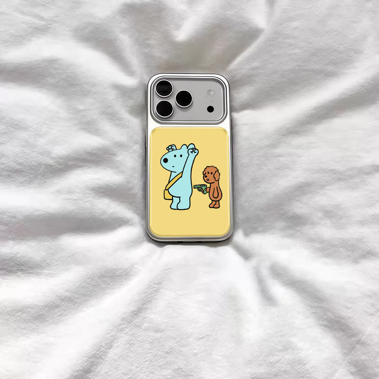 ins复古可爱举起手来电镀银磁吸适用苹果iPhone17promax手机壳1615pro小米1415Pro华为mate60p70三星S23防摔