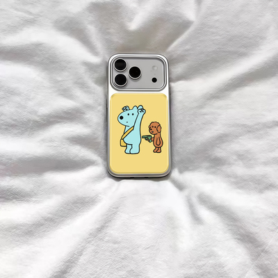 ins复古可爱举起手来电镀银磁吸适用苹果iPhone17promax手机壳1615pro小米1415Pro华为mate60p70三星S23防摔