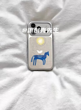 ins复古格子小猫插画电镀银磁吸适用苹果iPhone17promax手机壳1615pro小米1415Pro华为mate60p70三星S23防摔