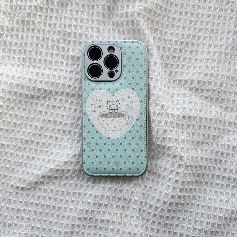 ins复古波点猫咪皮质适用于苹果小米iPhone17promax全包手机壳1613pro小米1415Pro华为mate60p70荣耀vivo防摔