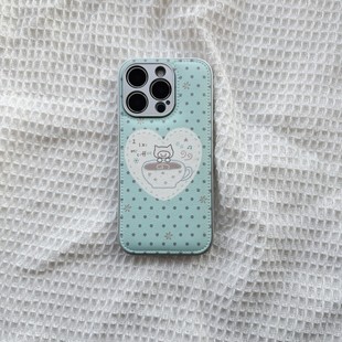 ins复古波点猫咪皮质适用于苹果小米iPhone17promax全包手机壳1613pro小米1415Pro华为mate60p70荣耀vivo防摔
