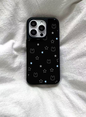 ins黑色星星米兔子黑边软壳磁吸适用苹果iPhone17promax手机壳1615pro小米1415Pro华为mate60p70三星S23防摔