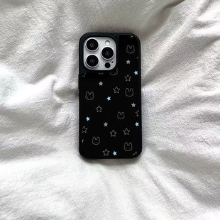 ins黑色星星米兔子黑边软壳磁吸适用苹果iPhone17promax手机壳1615pro小米1415Pro华为mate60p70三星S23防摔