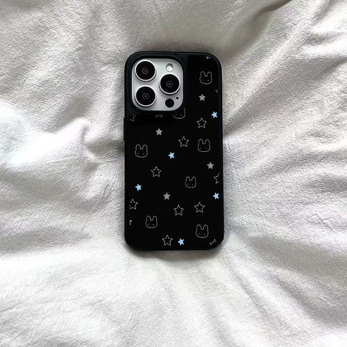 ins黑色星星米兔子黑边软壳磁吸适用苹果iPhone17promax手机壳1615pro小米1415Pro华为mate60p70三星S23防摔