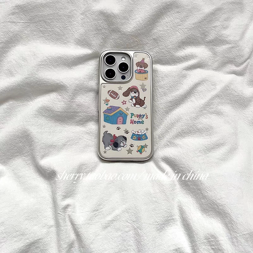 ins风星星狗窝狗狗磁吸电镀银边软壳适用于苹果13手机壳iPhone16promax亚克力1112小米1415pro华为mate60P70