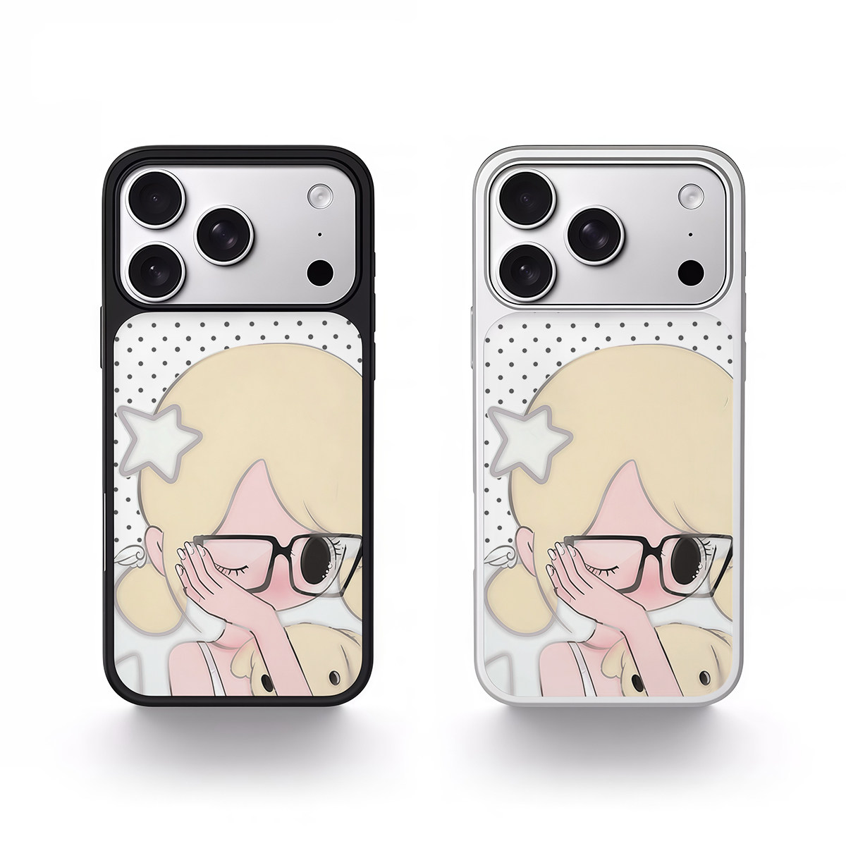 ins复古星星女孩黑边电镀银磁吸适用苹果iPhone17promax手机壳1615pro小米1415Pro华为mate60p70三星S23防摔