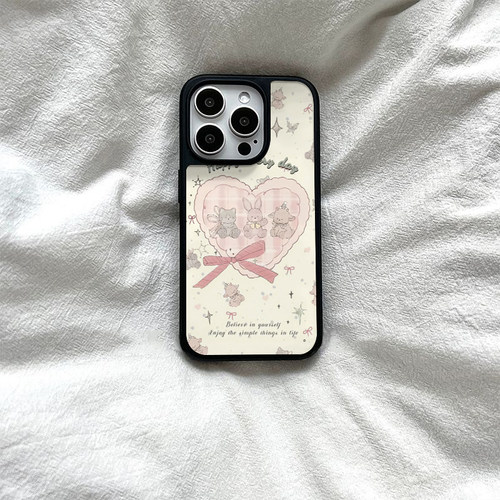 ins爱心可爱动物亚克力黑边磁吸适用苹果iPhone16promax手机壳1312pro小米1415Pro华为mate60p70三星S23防摔