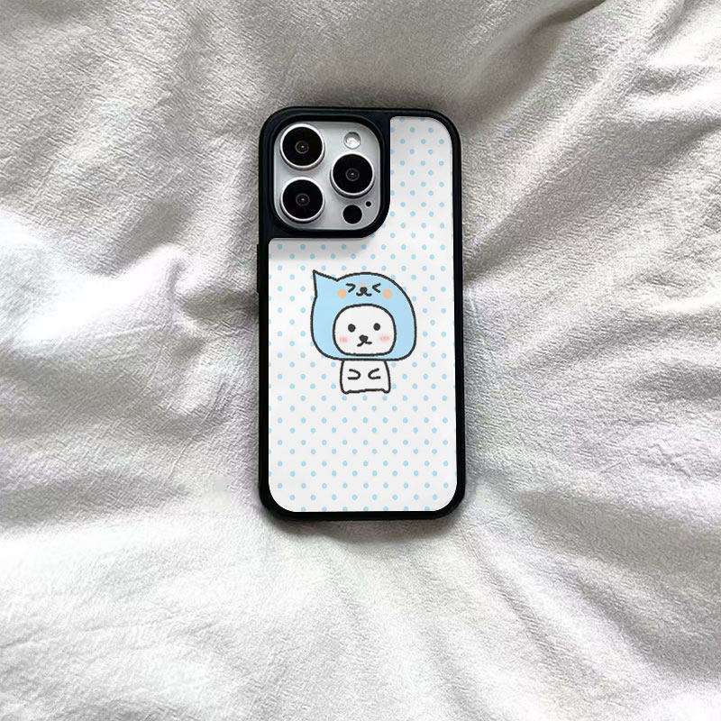 ins情侣波点小动物黑边软壳磁吸适用苹果iPhone17promax手机壳1615pro小米1415Pro华为mate60p70三星S23防摔