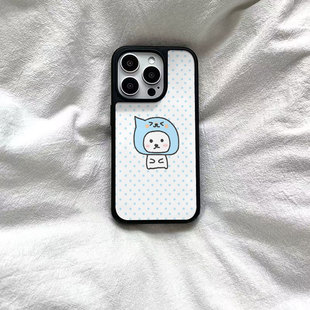 ins情侣波点小动物黑边软壳磁吸适用苹果iPhone17promax手机壳1615pro小米1415Pro华为mate60p70三星S23防摔