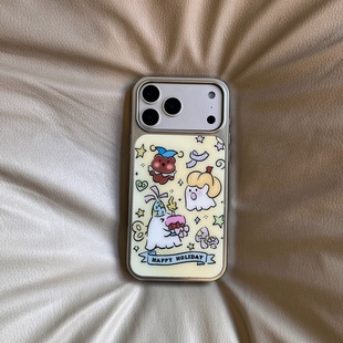 ins风可爱万圣小幽灵电镀银磁吸适用苹果iPhone17promax手机壳1615pro小米1415Pro华为mate60p70三星S23防摔