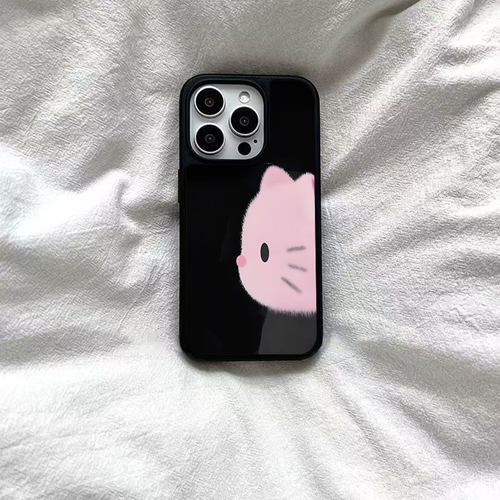 ins个性大脸猫咪亚克力黑边磁吸适用苹果iPhone16promax手机壳1312pro小米1415Pro华为mate60p70三星S23防摔