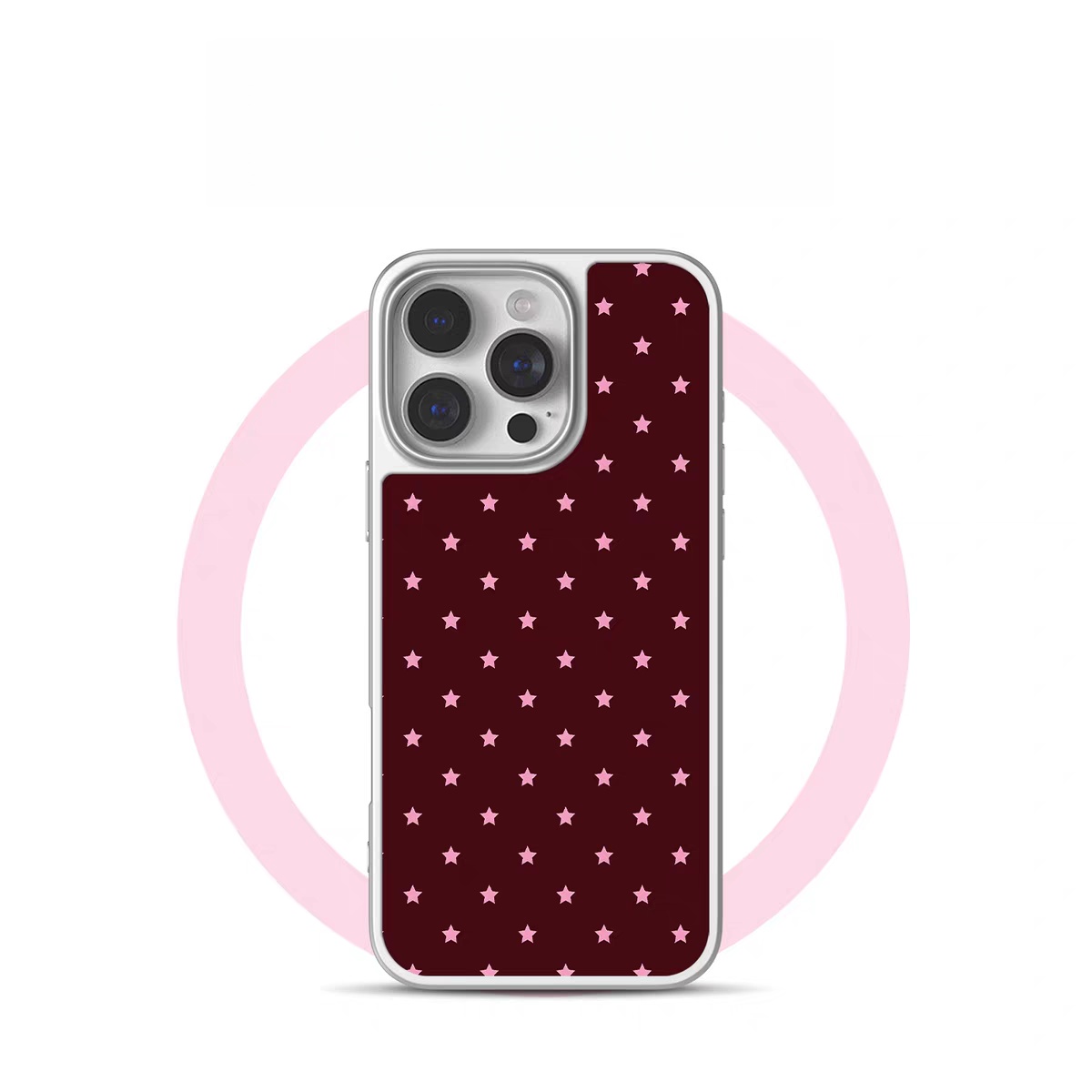 ins风红色星星亚克力银黑边磁吸适用苹果iPhone16promax手机壳1312pro小米1415Pro华为mate60p70三星S23防摔