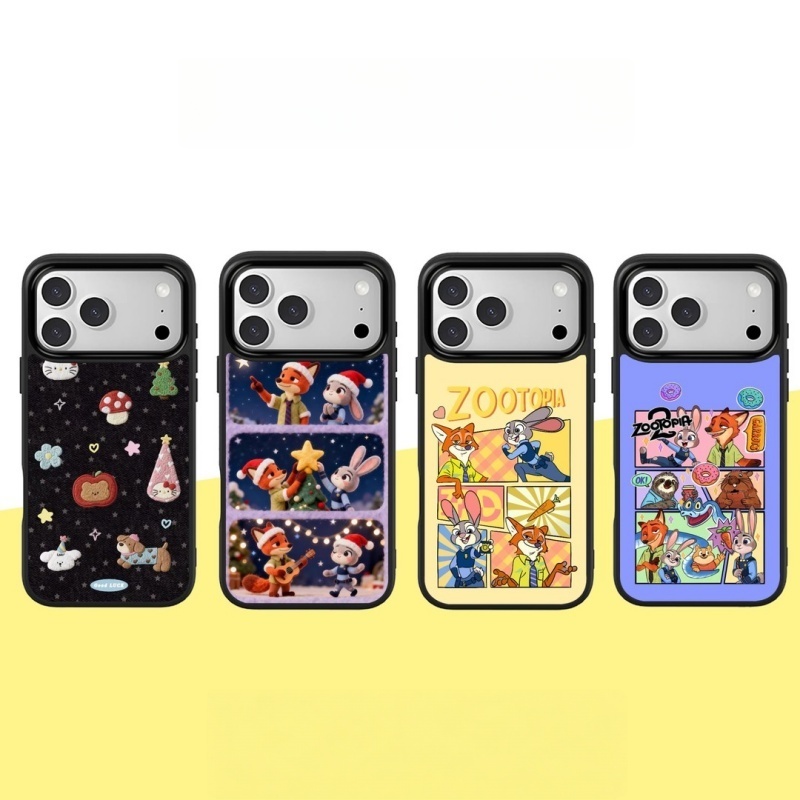 ins风可爱动物城黑边软壳磁吸适用苹果iPhone17promax手机壳1615pro小米1415Pro华为mate60p70三星S23防摔