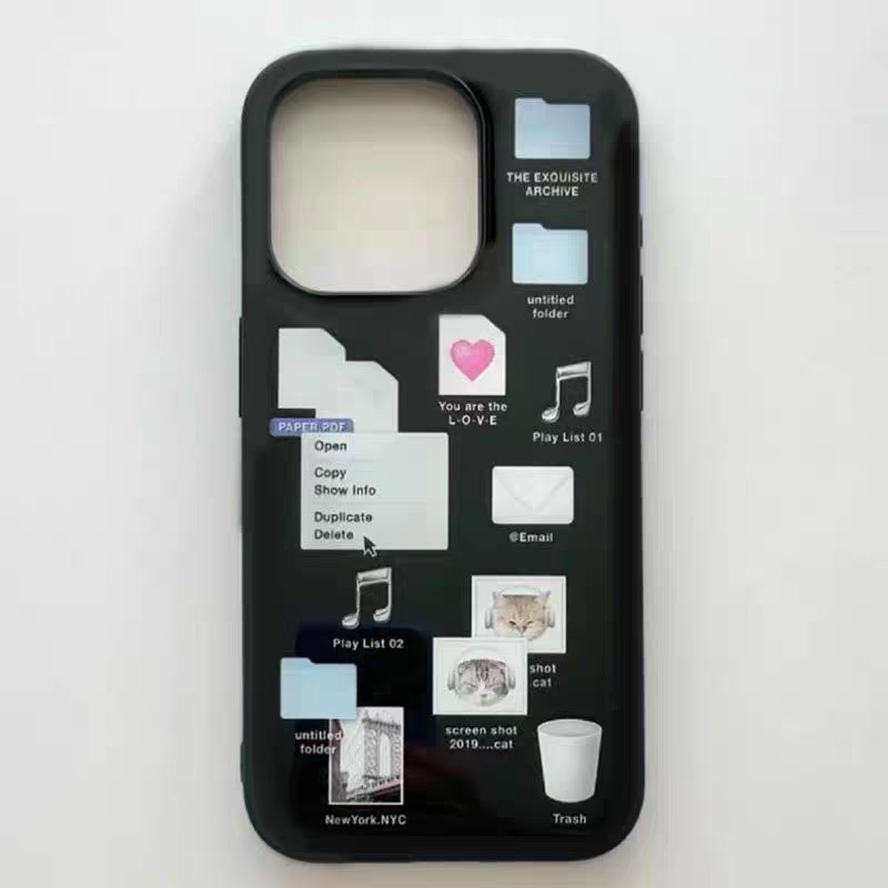 创意贴画猫咪文件iphone16Promax适用苹果手机壳15pro韩国ins菲林14小众13原创女12mini可爱11全包保护套