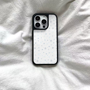 ins冬创意雪花黑边软壳磁吸适用苹果小米iPhone17promax手机壳1613pro小米1415Pro华为mate60p70三星S23防摔
