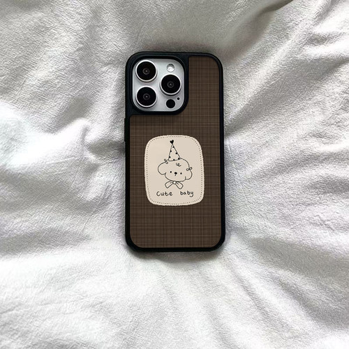 ins风可爱格纹小狗黑边软壳磁吸适用苹果iPhone17promax手机壳1615pro小米1415Pro华为mate60p70三星S23防摔