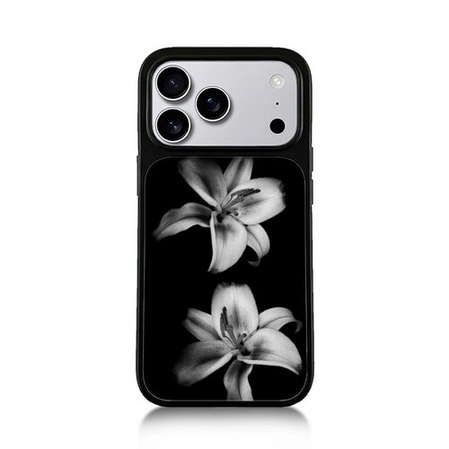 ins风黑白百合黑边软壳磁吸适用苹果小米iPhone17promax手机壳1613pro小米1415Pro华为mate60p70三星S23防摔