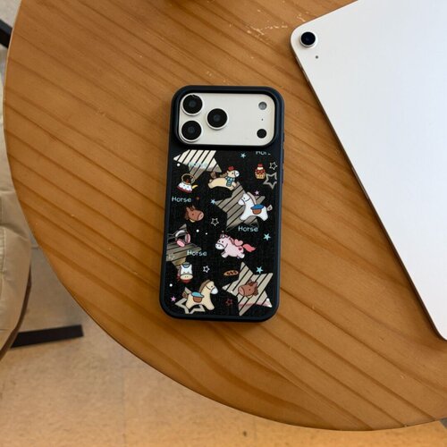 ins风可爱小马镜面适用于苹果16promax手机壳iphone16/15/14/13/12/11高级感全包防摔小众磁吸15plus玻璃壳