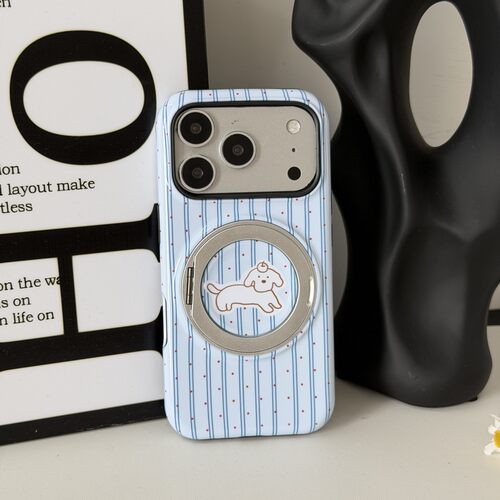 ins风波点小狗支架适用于苹果小米17promax手机壳iPhone16华为14plus荣耀13pro12菲林壳二合一x11oppovivo11