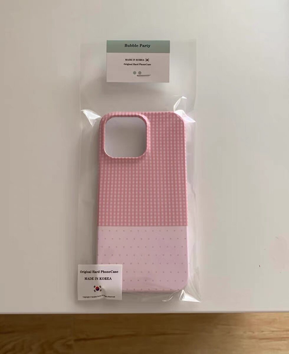 粉色格子波点适于用苹果15promax手机壳iphone13菲林12mini小众创意xsmax新款xr亮面全包plus保护套13promax