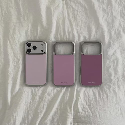 ins复古粉紫纯色电镀银玻璃手机壳适用苹果iPhone17promax高级感保护套小众16plus亮面15pro14防摔简约13pro