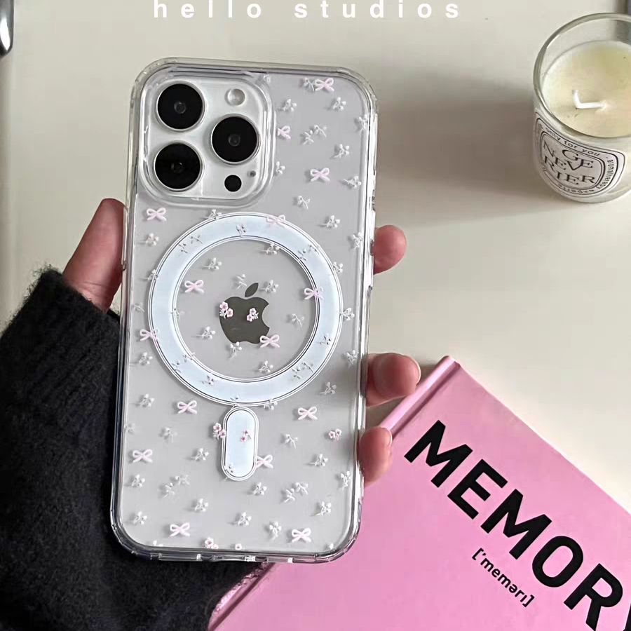 小清新碎花ins风亚克力磁吸手机壳适用于iPhone16promax手机壳苹果15tpu14简约131278xs新款透明防摔手机壳