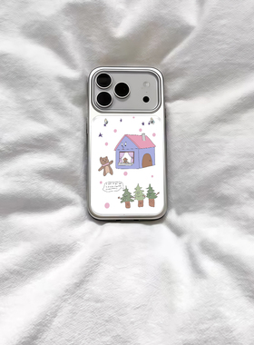 ins圣诞树小熊雪地家电镀银磁吸适用苹果iPhone17promax手机壳1615pro小米1415Pro华为mate60p70三星S23防摔