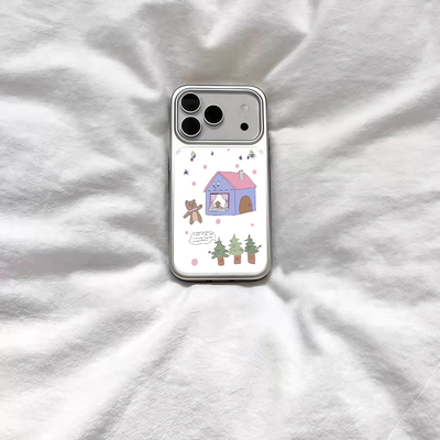ins圣诞树小熊雪地家电镀银磁吸适用苹果iPhone17promax手机壳1615pro小米1415Pro华为mate60p70三星S23防摔