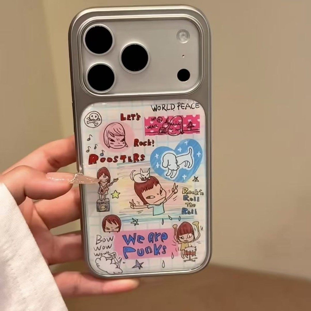 ins风可爱奈良美智银边滴胶手机壳适用苹果iPhone17promax高级感保护套小众16plus亮面15pro14防摔简约13pro,3C数码配件,手机保护套/壳,淘宝优惠券,粉丝福利购,淘宝优惠卷