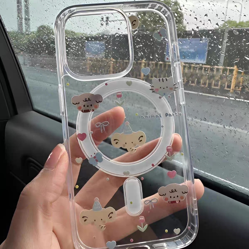 原创小象小猫ins风亚克力磁吸手机壳适用于iPhone16promax手机壳苹果15tpu14简约131278xs新款透明防摔手机壳