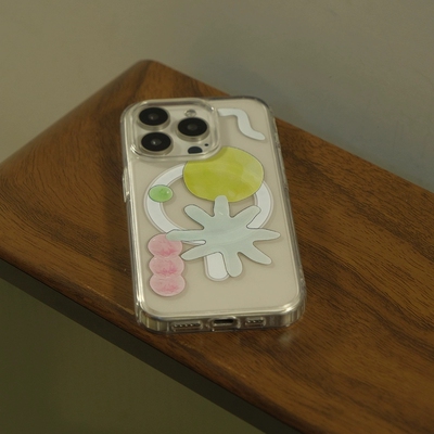 夏日艺术几何形图亚克力磁吸手机壳适用于iPhone16promax手机壳苹果15tpu14简约131278xs新款透明防摔手机壳